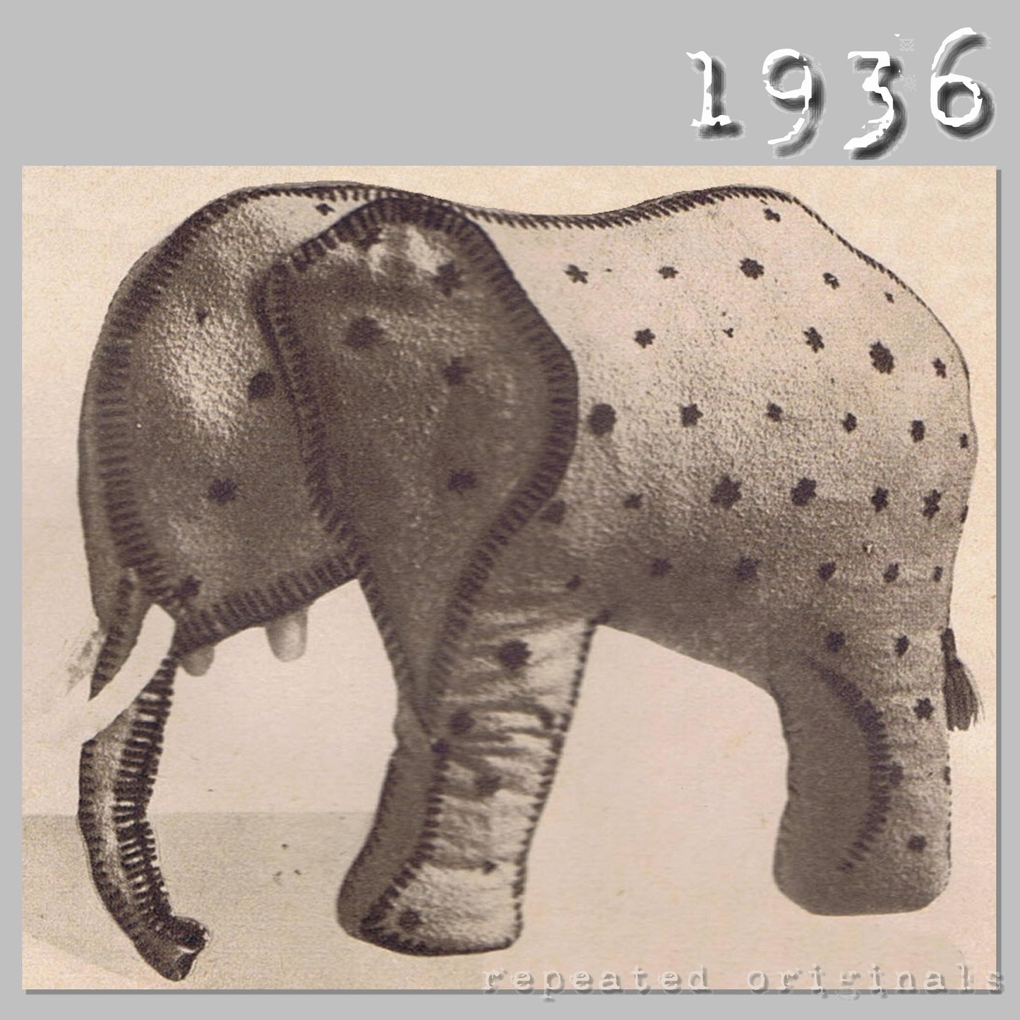 1936 Soft Toys Sewing Pattern (Lion, Dachshund, Elephant) - INSTANT DOWNLOAD PDF