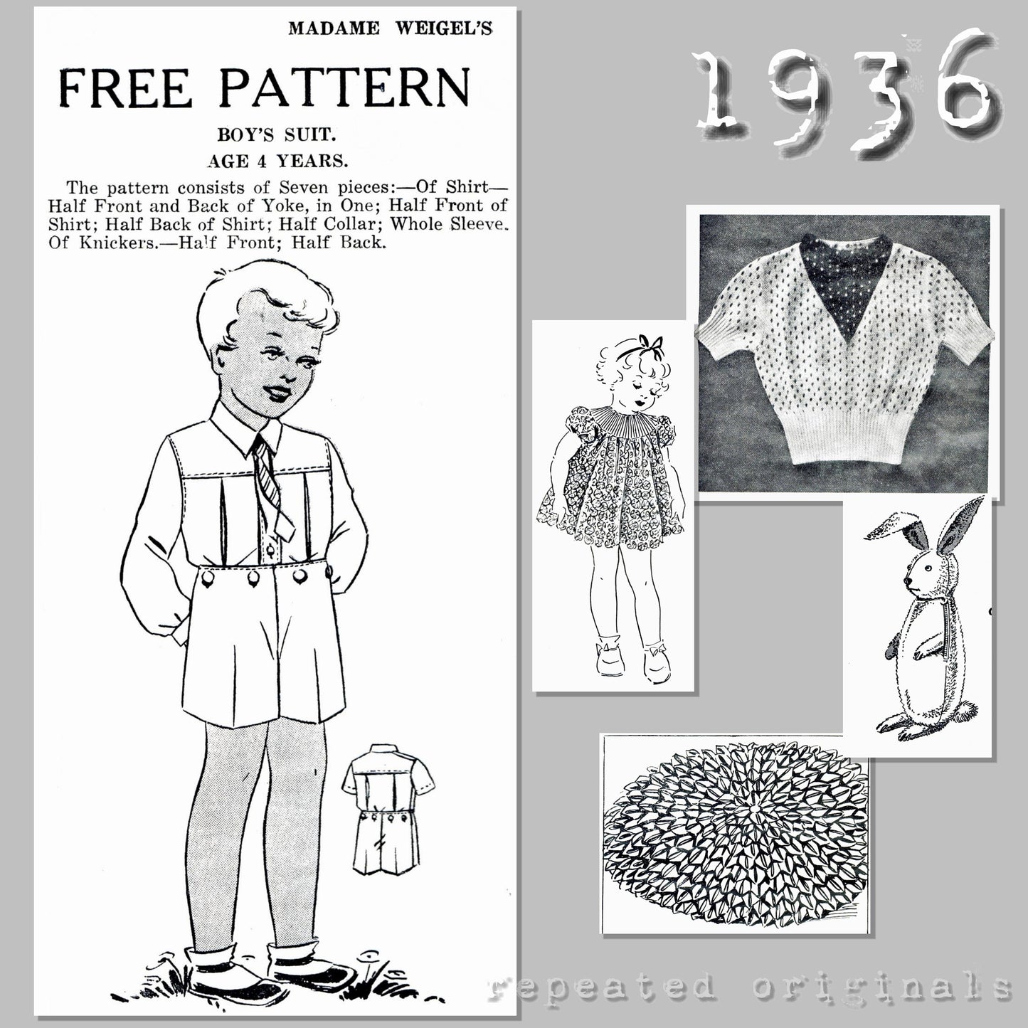 1936 Madam Weigel's Journal of Fashion - Vintage Reproduction PDF Magazine with original free sewing pattern