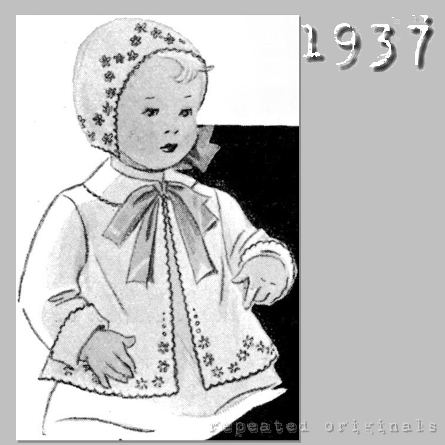 1937 Chemise, dress, jacket and bonnet for children aged 1-2 years Sewing Pattern - INSTANT DOWNLOAD PDF