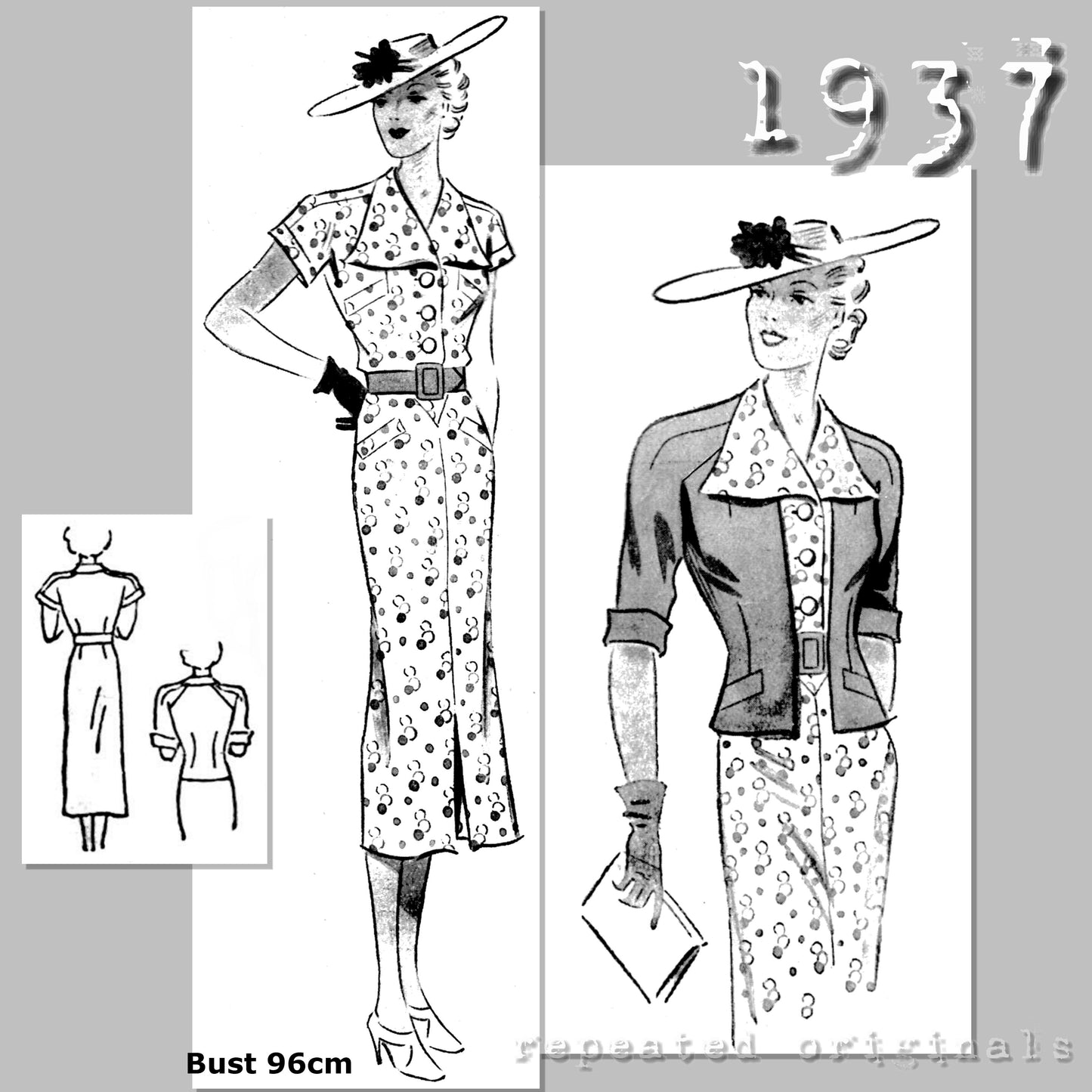 Summer Dress and Jacket Sewing Pattern (Bust 96cm) - INSTANT DOWNLOAD PDF