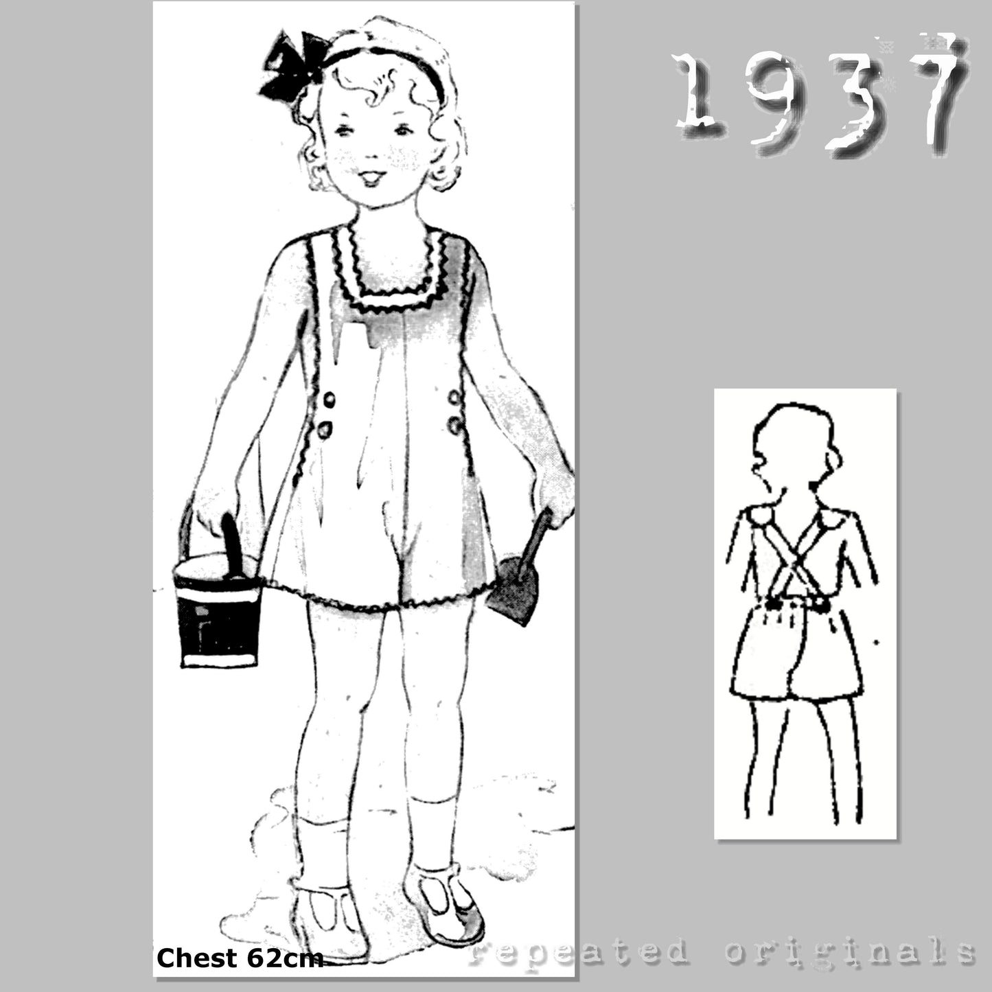 1937 Summer Play Suit for Child 2-4 Years Sewing Pattern - INSTANT DOWNLOAD PDF