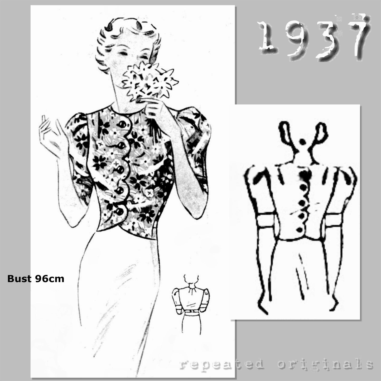 1937 Blouse Sewing Pattern - INSTANT DOWNLOAD PDF