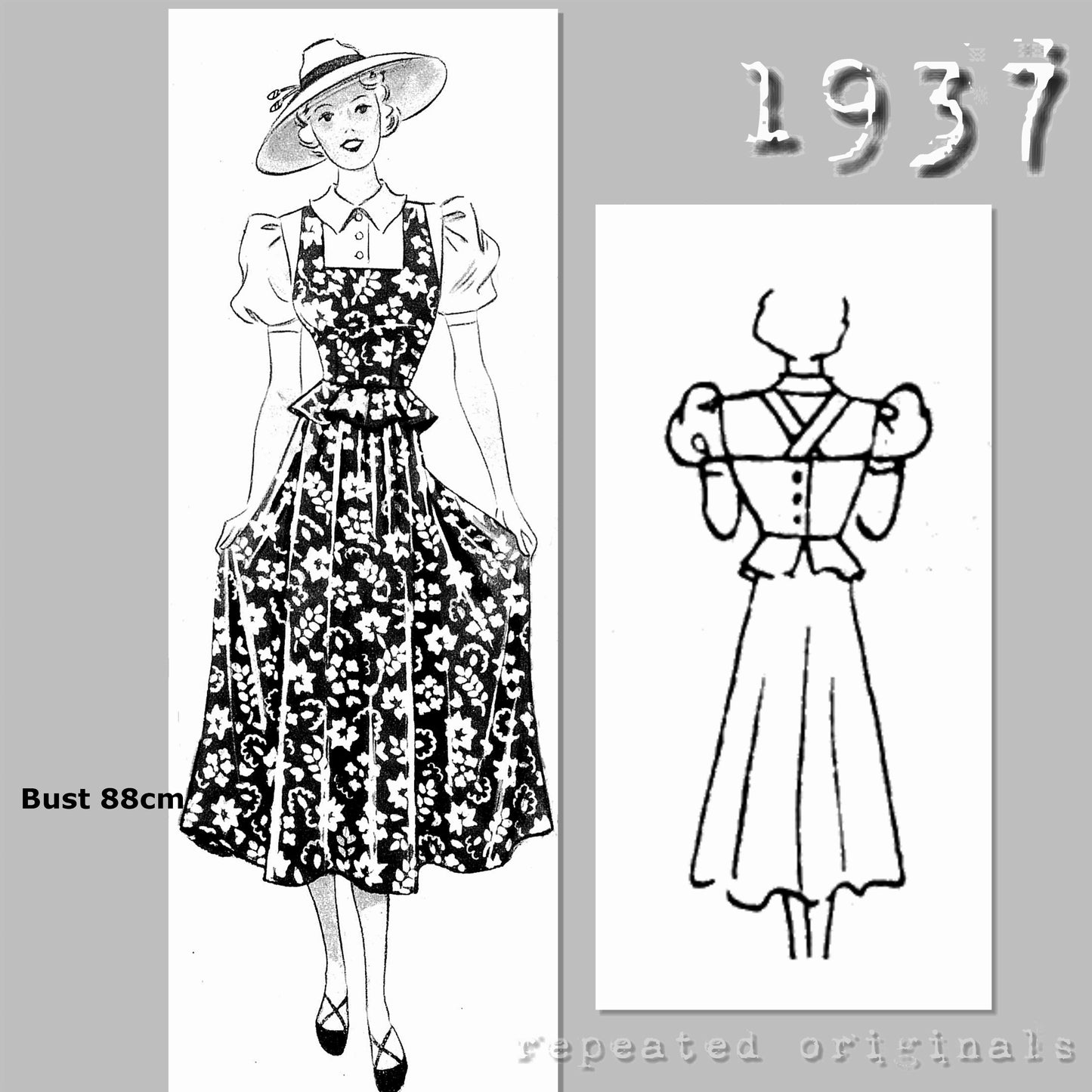 1937 Dirndl and Blouse Sewing Pattern - INSTANT DOWNLOAD PDF