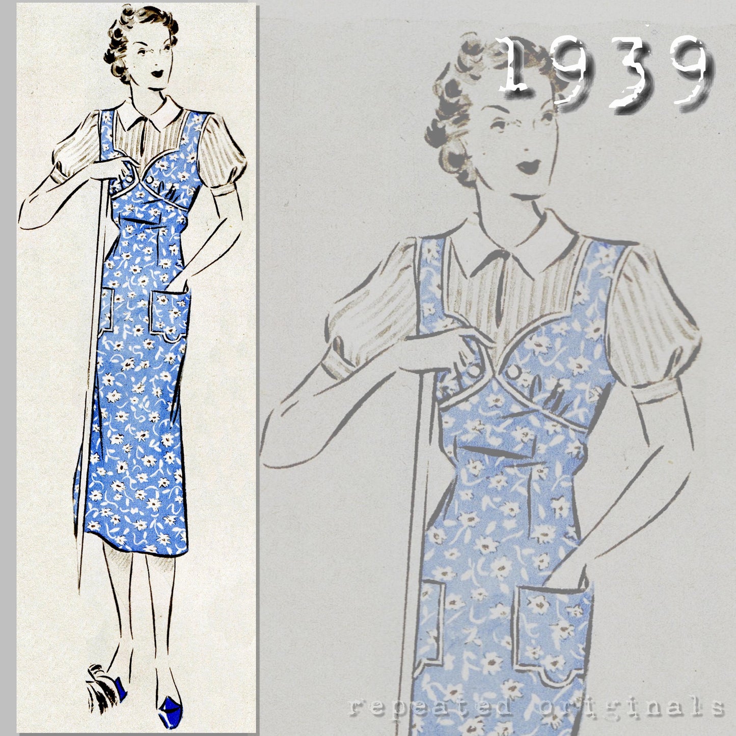 1939 Apron Sewing Pattern - INSTANT DOWNLOAD PDF