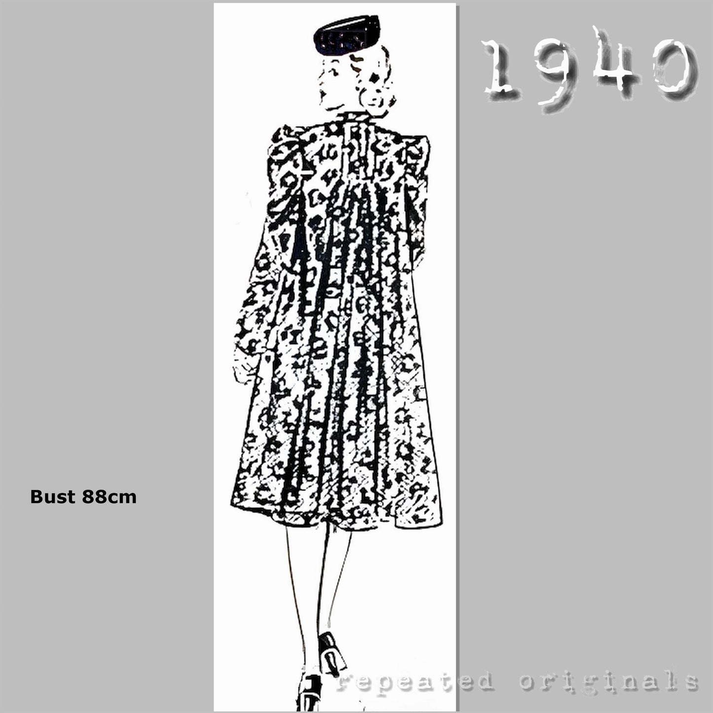 1940 Elegant Coat Sewing Pattern - INSTANT DOWNLOAD PDF