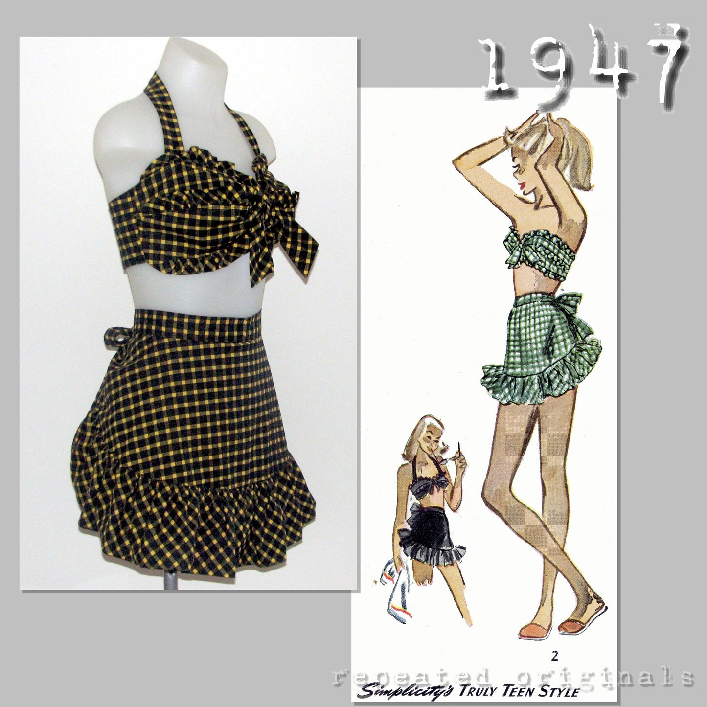 1947 Playsuit Sewing Pattern - INSTANT DOWNLOAD PDF