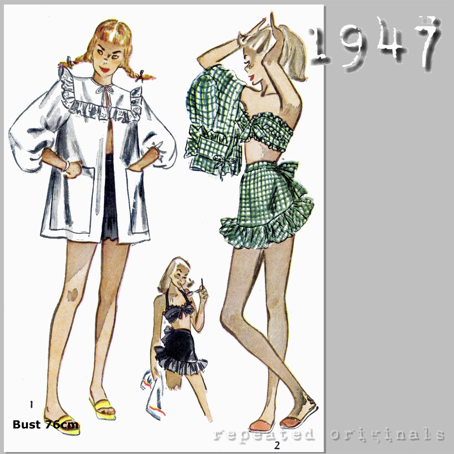 1947 Playsuit and Coat Sewing Pattern - INSTANT DOWNLOAD PDF