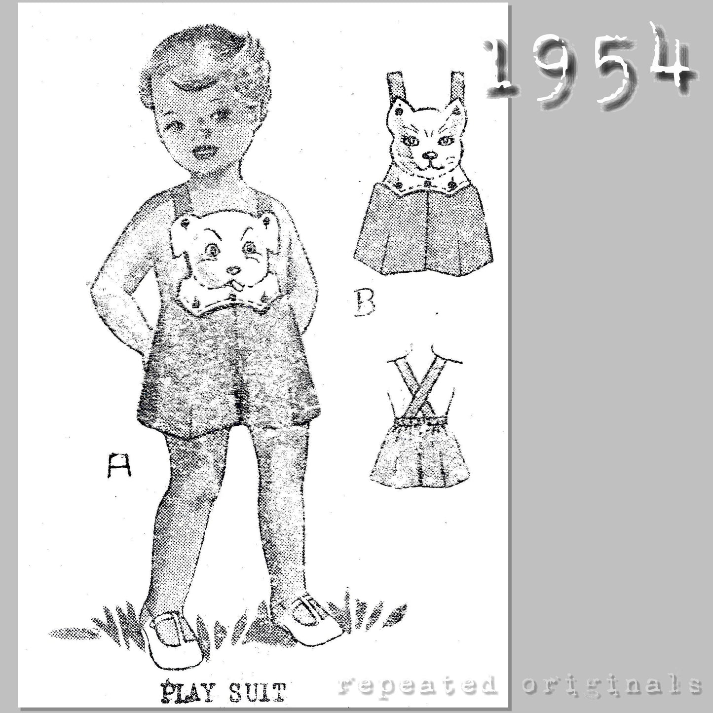 1954 Novelty Playsuit Overalls for 1-2 Years Infant - INSTANT DOWNLOAD PDF