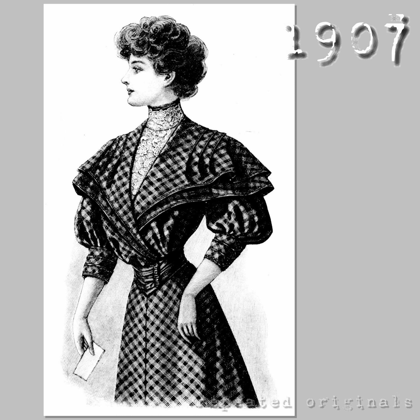 1907 Ladies' Checked Woollen Dress Sewing Pattern - INSTANT DOWNLOAD PDF