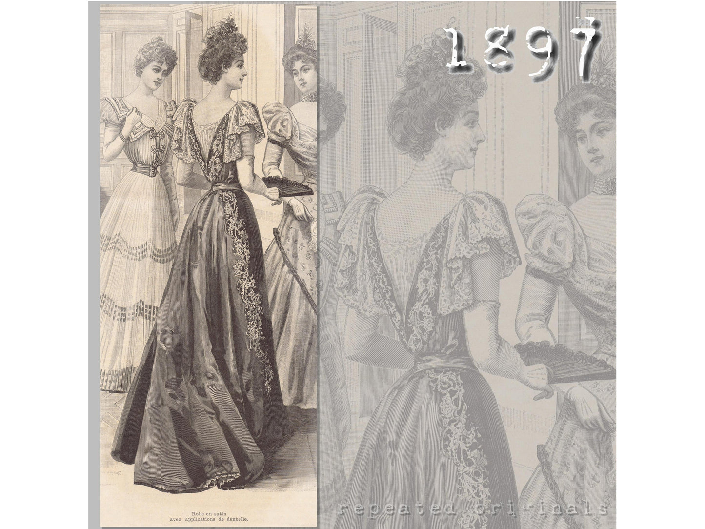 1897 Satin Gown Sewing Pattern - INSTANT DOWNLOAD PDF