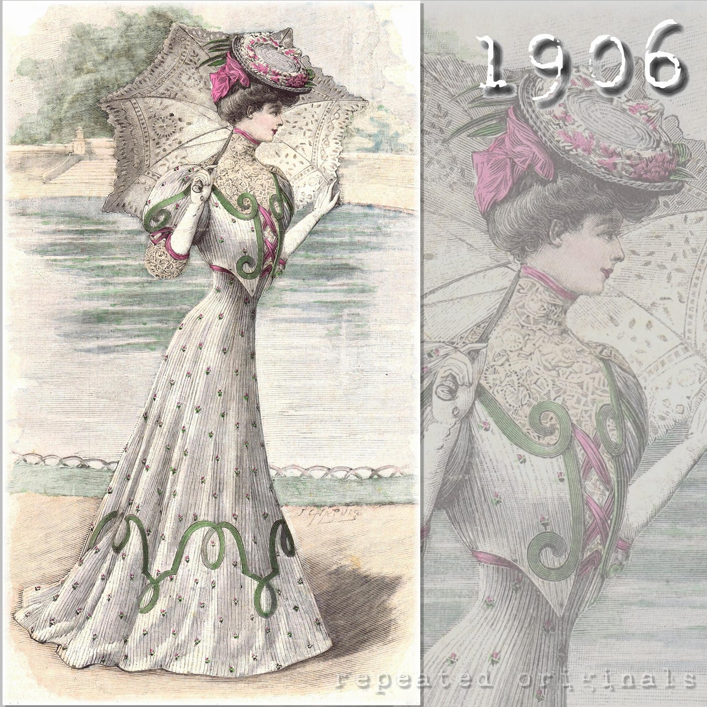 1906 Garden Party Dress Sewing Pattern - INSTANT DOWNLOAD PDF