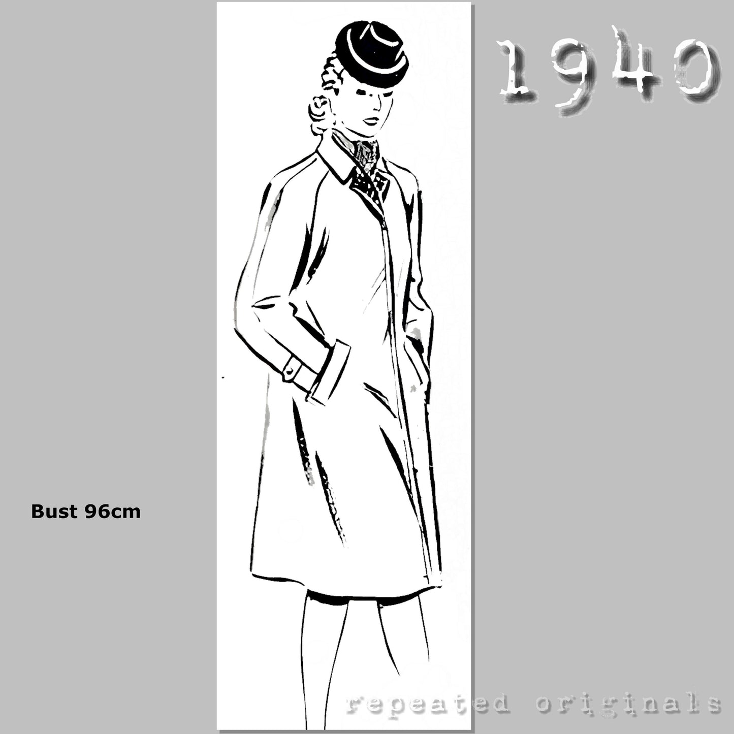1940 Raglan Sleeve Coat Sewing Pattern - INSTANT DOWNLOAD PDF