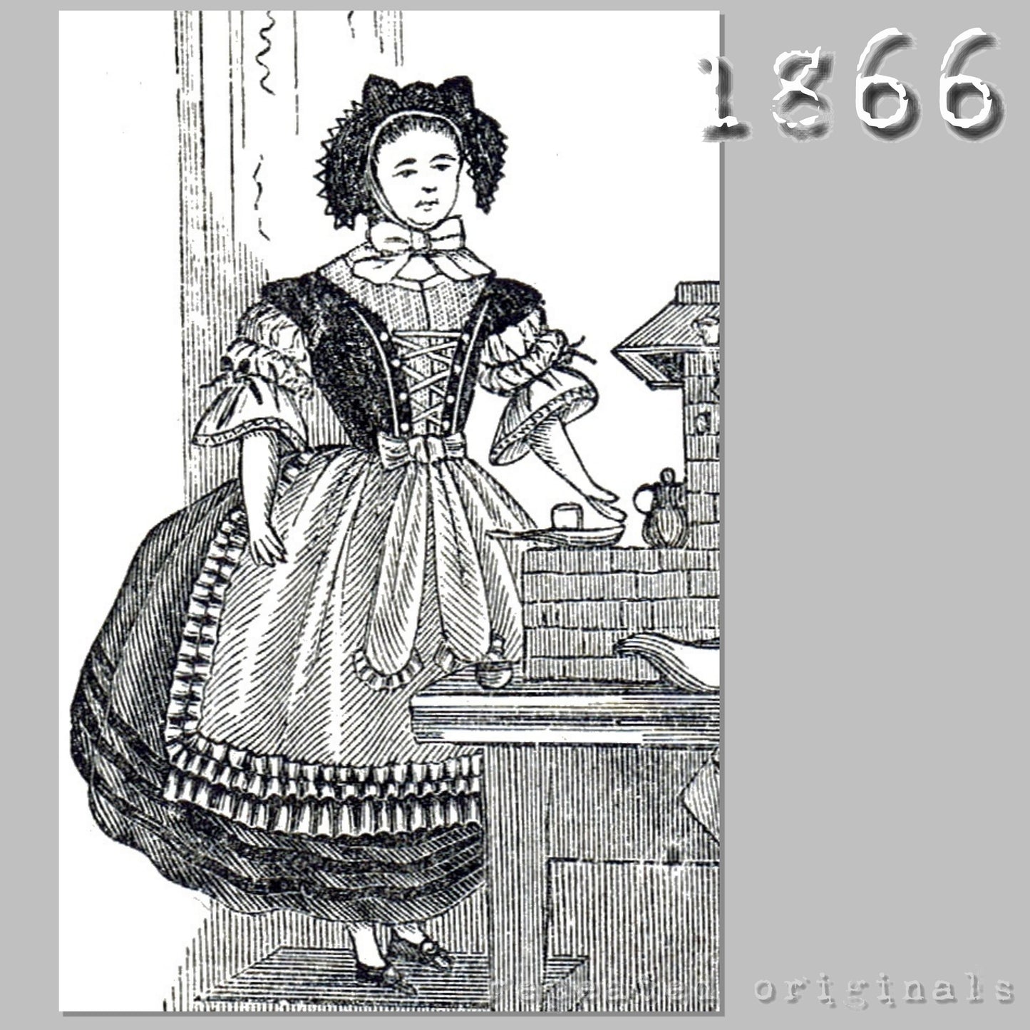 1866 Four Doll Costumes Sewing Pattern - INSTANT DOWNLOAD PDF