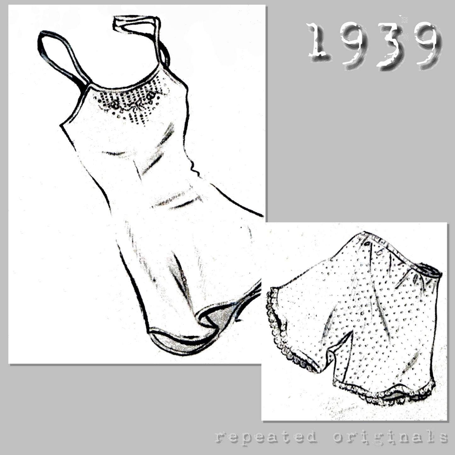 1939 Ladies Lingerie Underwear Sewing Pattern - INSTANT DOWNLOAD PDF