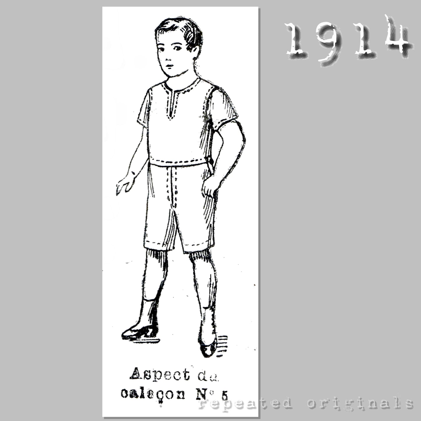 1914 Underwear for Boy 12 Years (chest 78cm) Sewing Pattern - INSTANT DOWNLOAD PDF