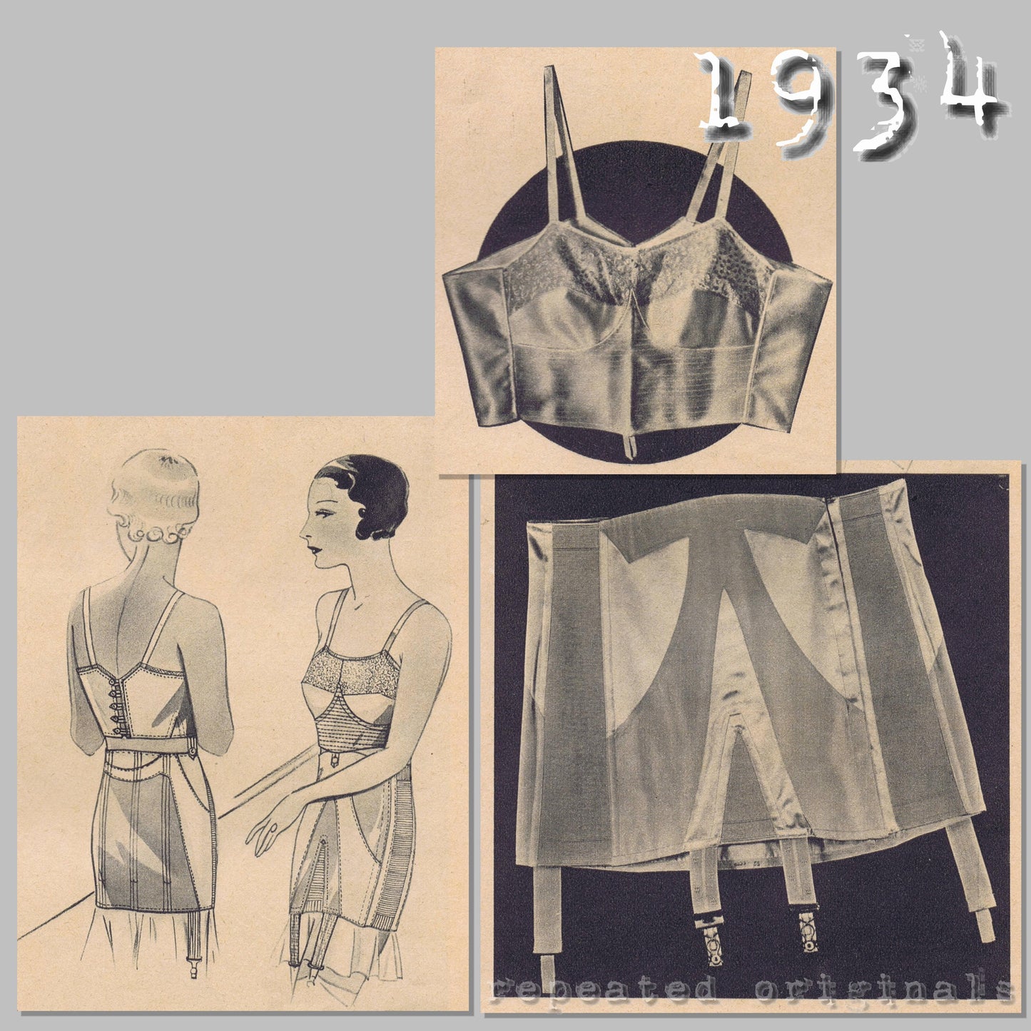 1934 Bra and Girdle Sewing Pattern - INSTANT DOWNLOAD PDF