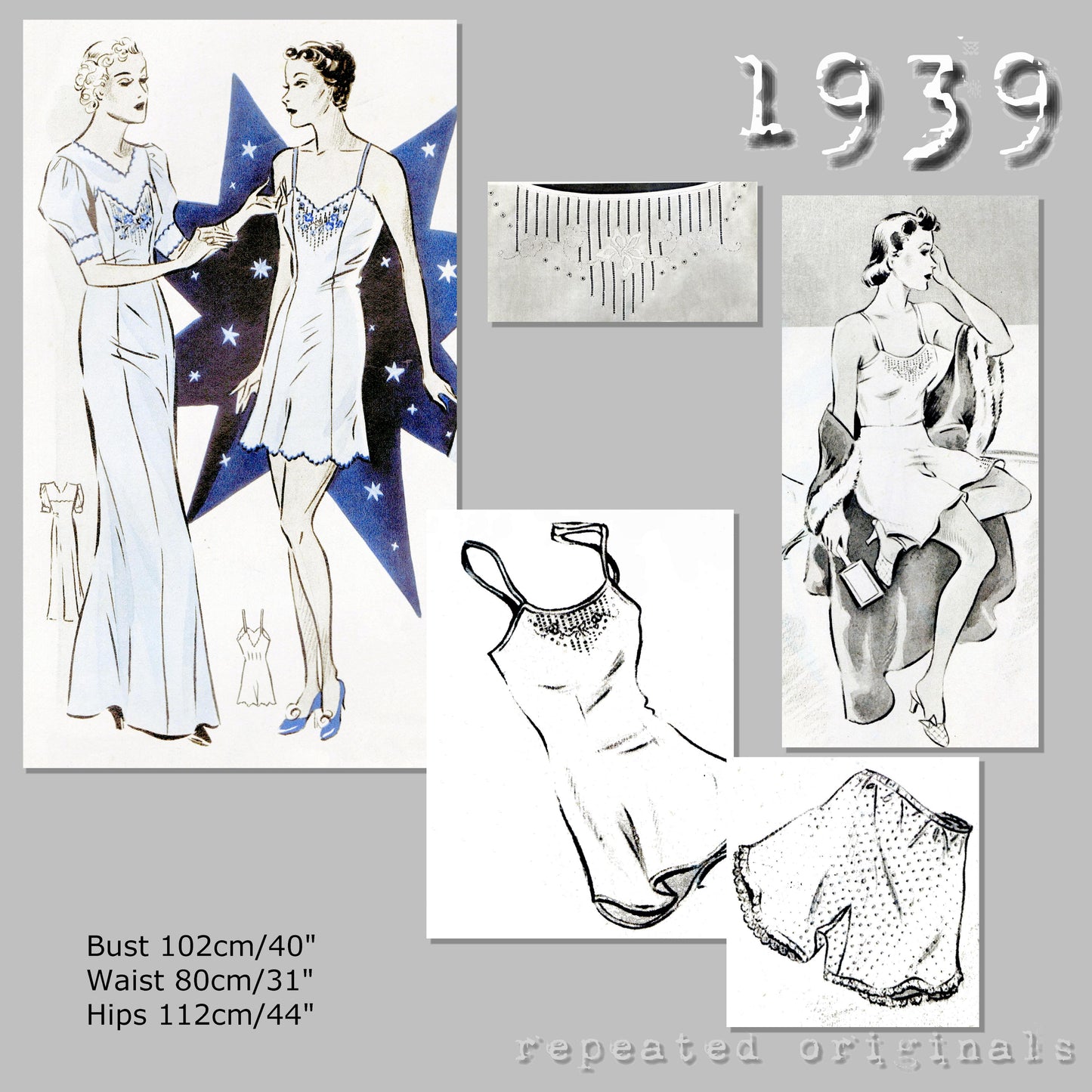 1939 Ladies Lingerie Underwear Sewing Pattern - INSTANT DOWNLOAD PDF