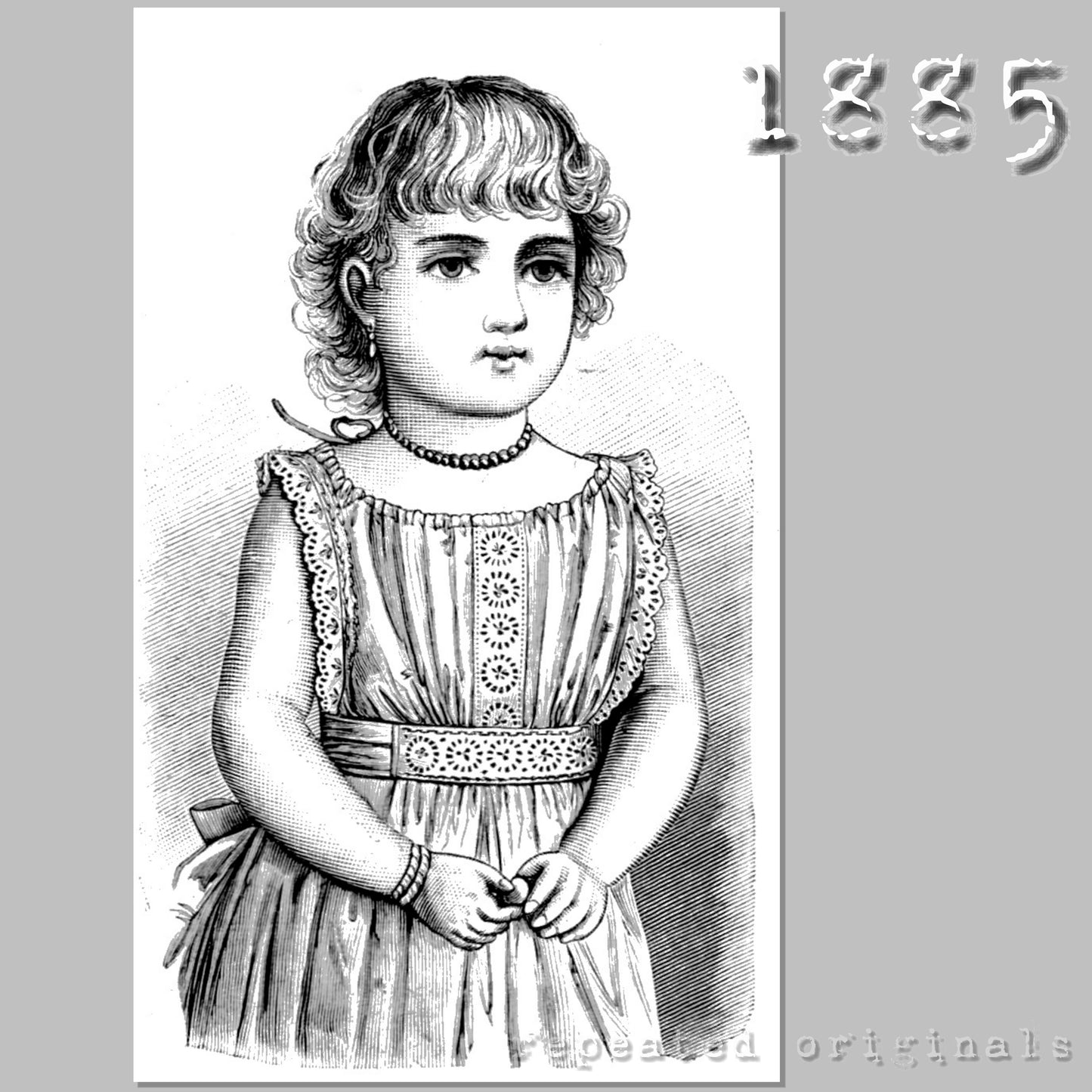 1885 Apron for Girl 2 - 3 Years Sewing Pattern - INSTANT DOWNLOAD PDF