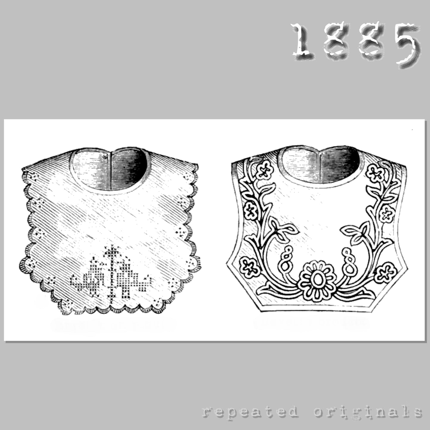 1885 Embroidered or Braided Bib Sewing Pattern - INSTANT DOWNLOAD PDF