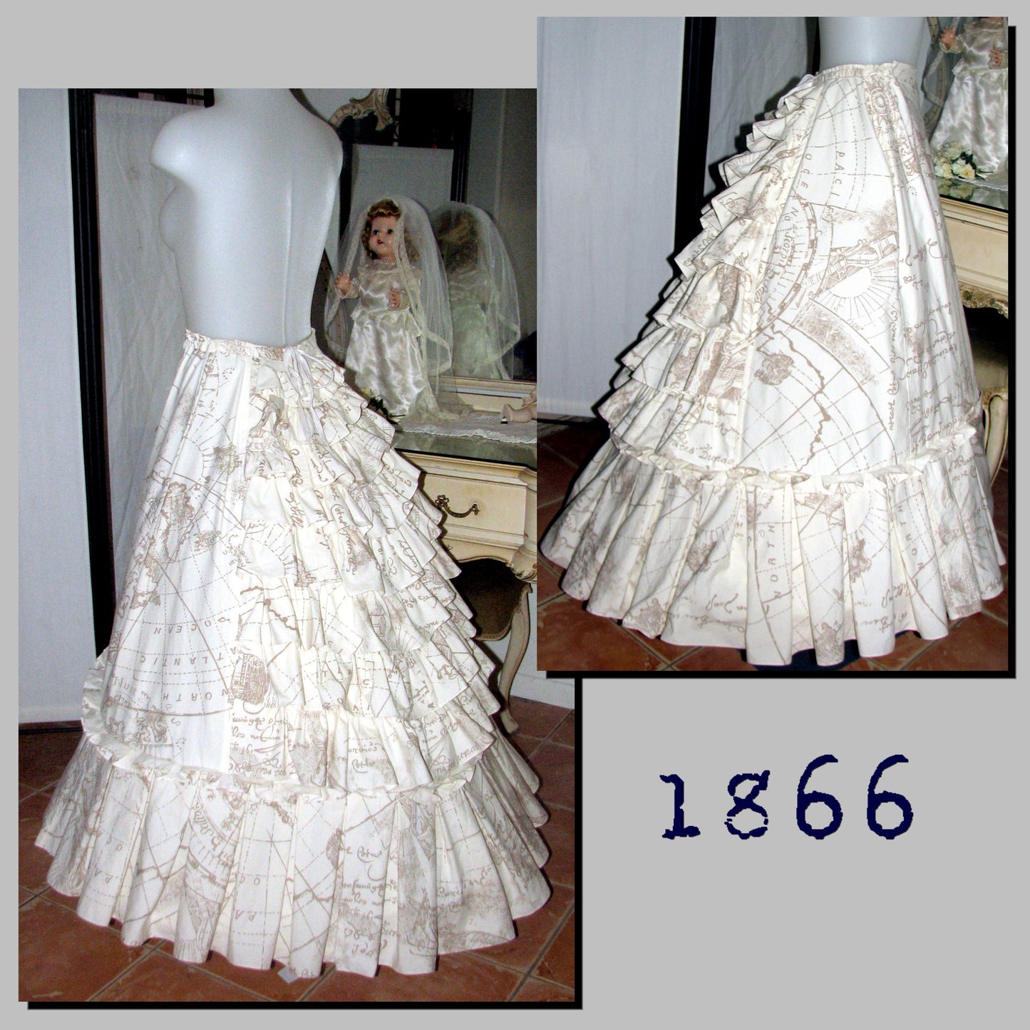 1866 Crinoline with Tournure Bustle Sewing Pattern - INSTANT DOWNLOAD PDF