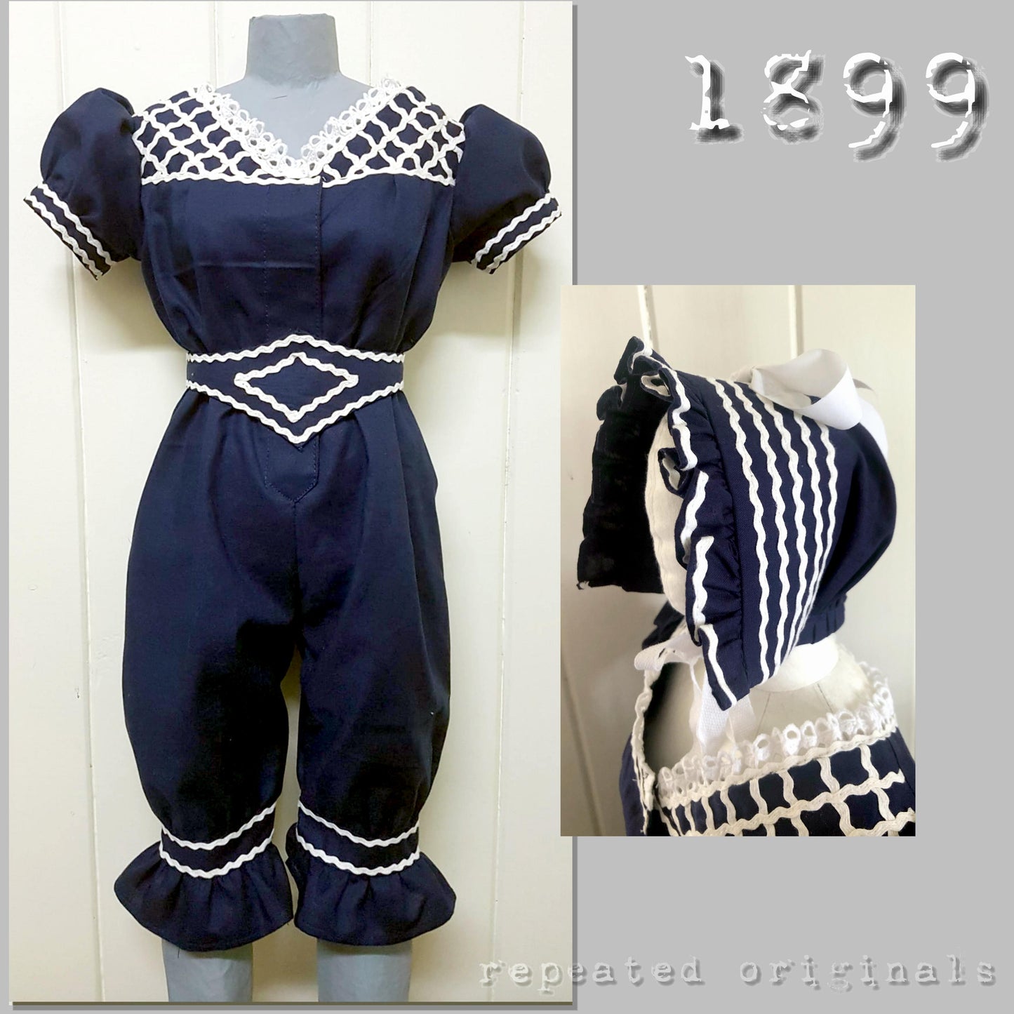 1899 Bathing Suit and Cap Sewing Pattern - INSTANT DOWNLOAD PDF