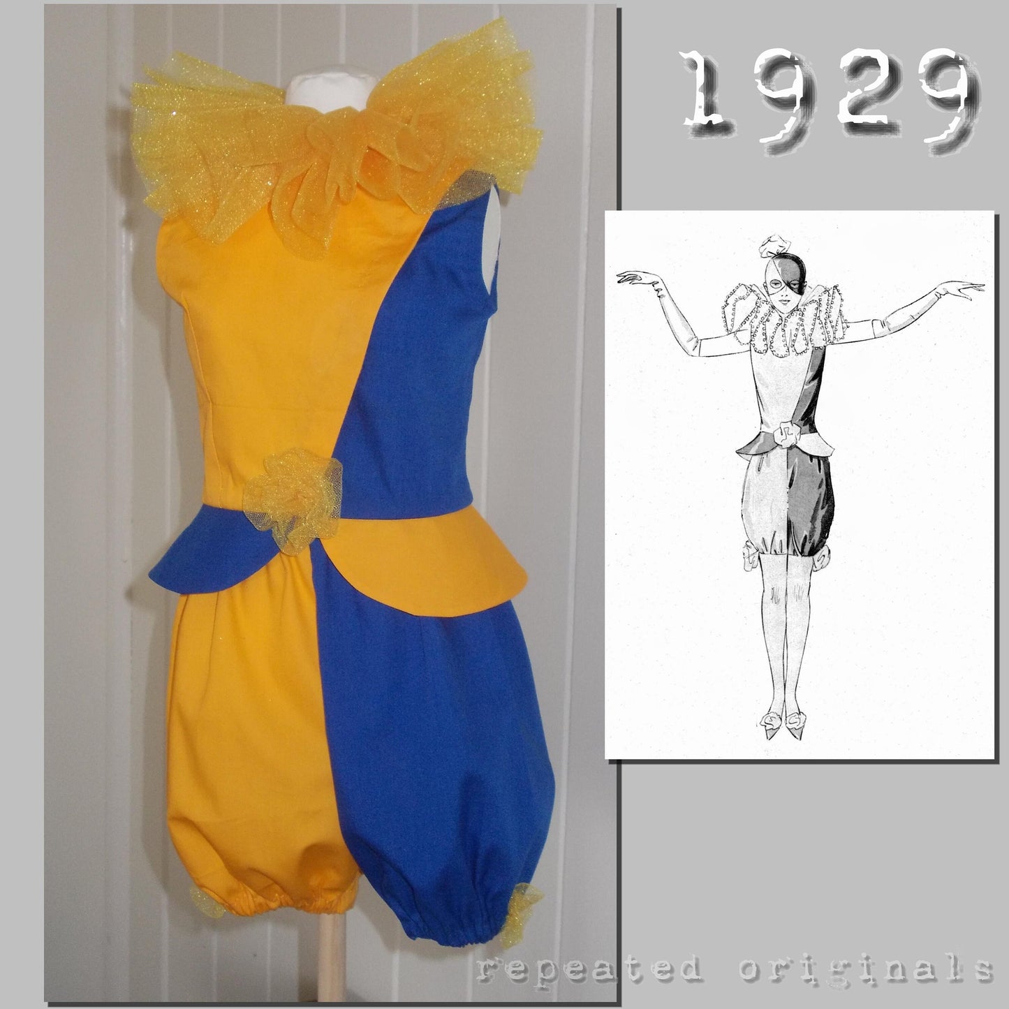 1929 Pierrette Costume Sewing Pattern - INSTANT DOWNLOAD PDF