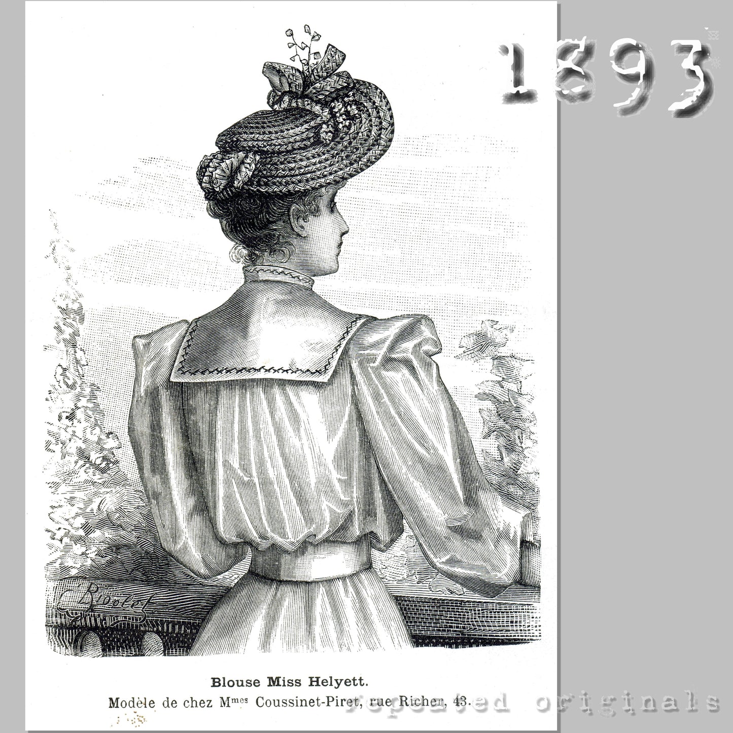 1893 Miss Helyett Blouse Sewing Pattern - INSTANT DOWNLOAD PDF