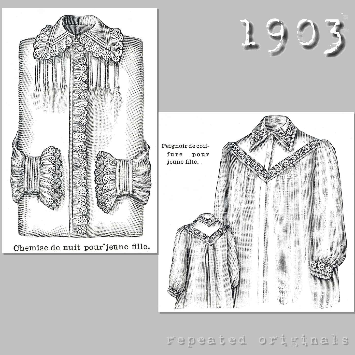 1903 Dressing Gown and Night Dress for Young Ladies Sewing Pattern - INSTANT DOWNLOAD PDF
