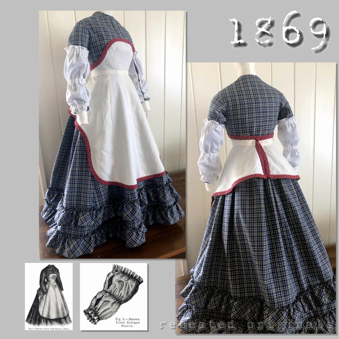 1869 Kitchen Apron and Sleeves Toile (A90324 20)