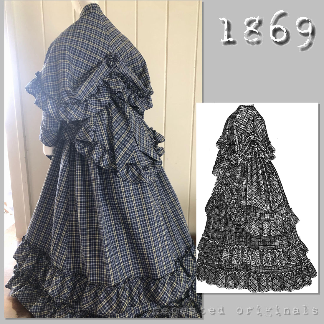 1869 Walking Dress Toile (A90603 21) Part 3 Overskirt and Mantilla
