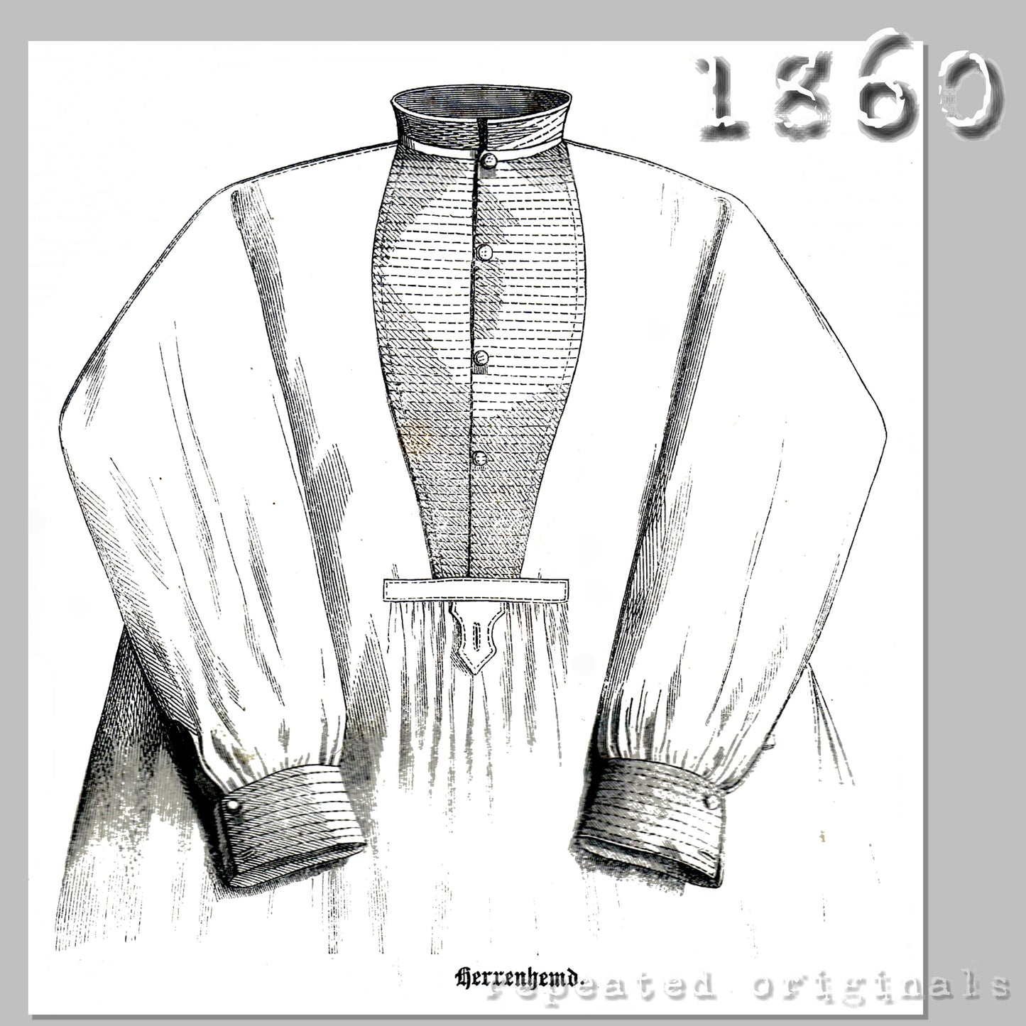 1860 Man's Shirt Sewing Pattern - INSTANT DOWNLOAD PDF