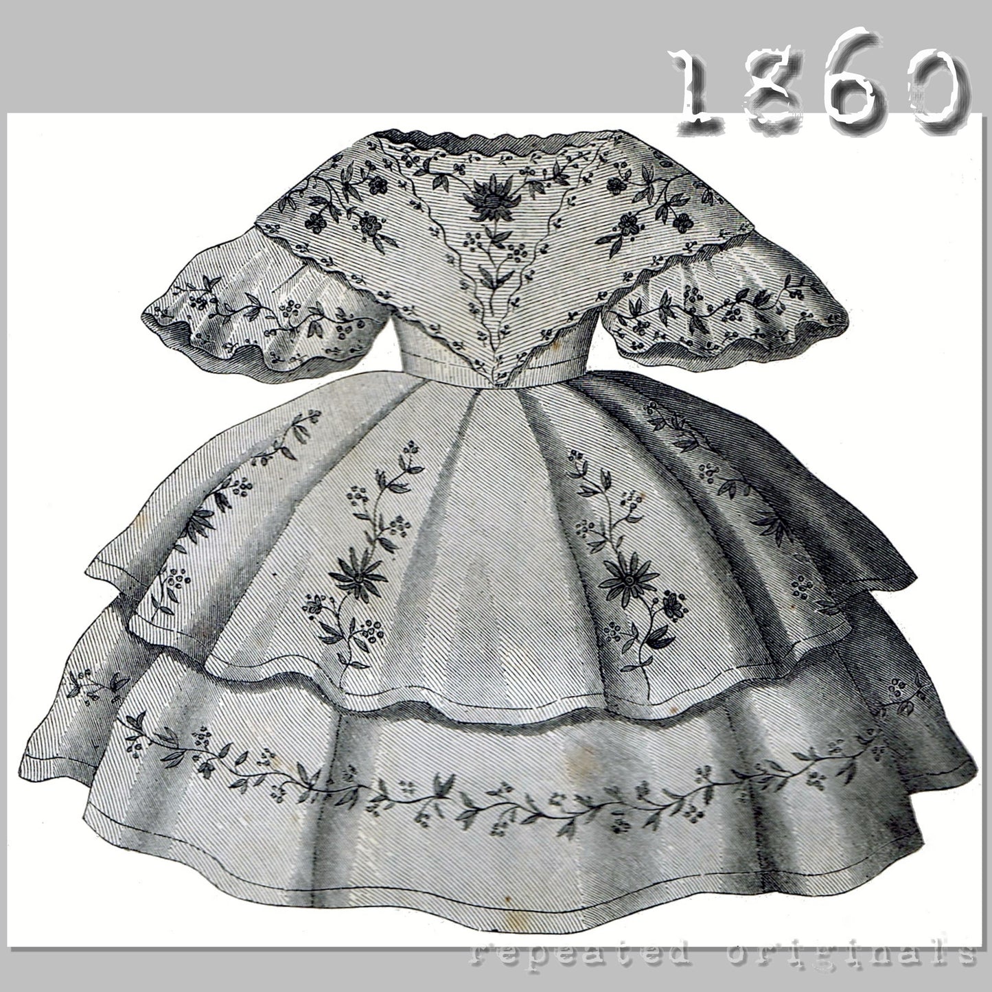 1860 Dress for Girl 7 - 9 Years Sewing Pattern - INSTANT DOWNLOAD PDF