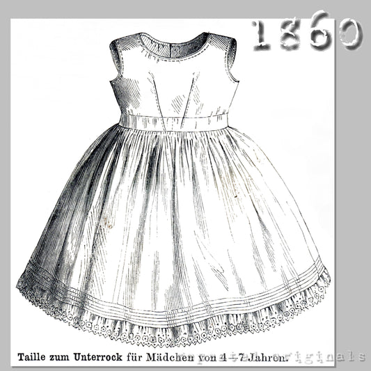 1860 Petticoat for Girl 4 - 7 Years Sewing Pattern - INSTANT DOWNLOAD PDF
