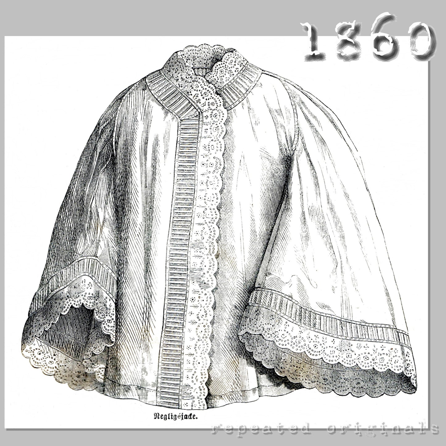 1860 Negligé Jacket Sewing Pattern - INSTANT DOWNLOAD PDF