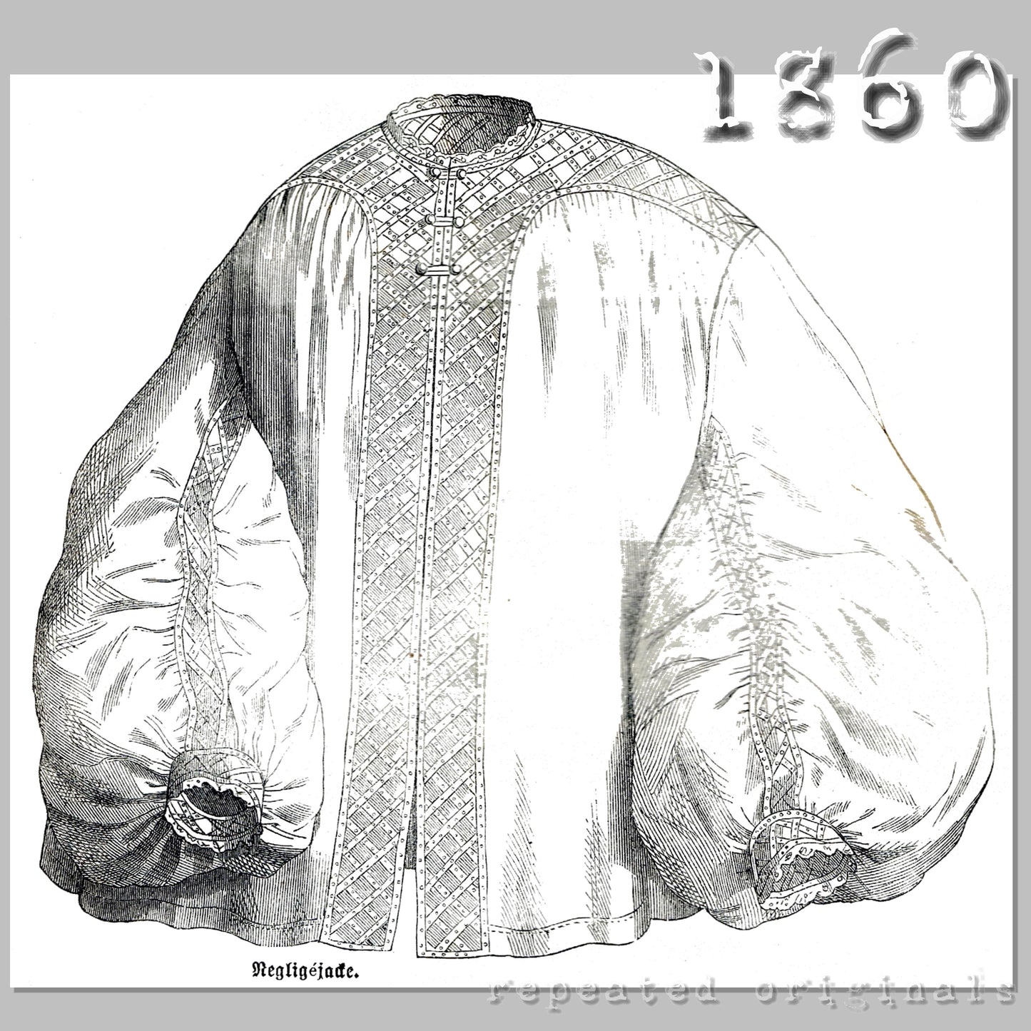 1860 Negligee Jacket Sewing Pattern - INSTANT DOWNLOAD PDF