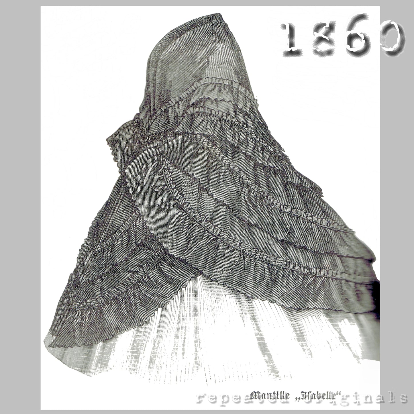 1860 Mantle for Girl 12 - 14 Years Sewing Pattern - INSTANT DOWNLOAD PDF