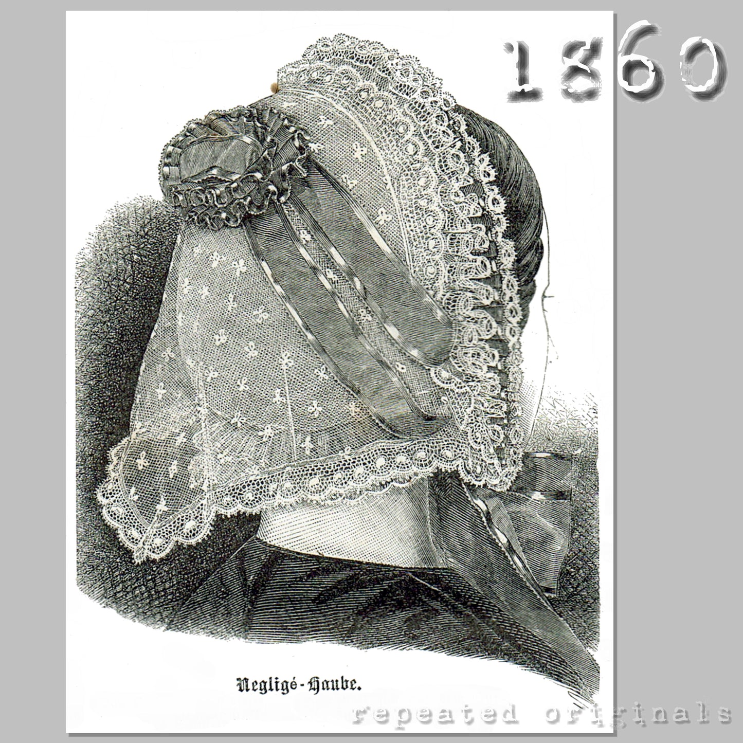 1860 Negligée Bonnet (Fanchon) Sewing Pattern - INSTANT DOWNLOAD PDF