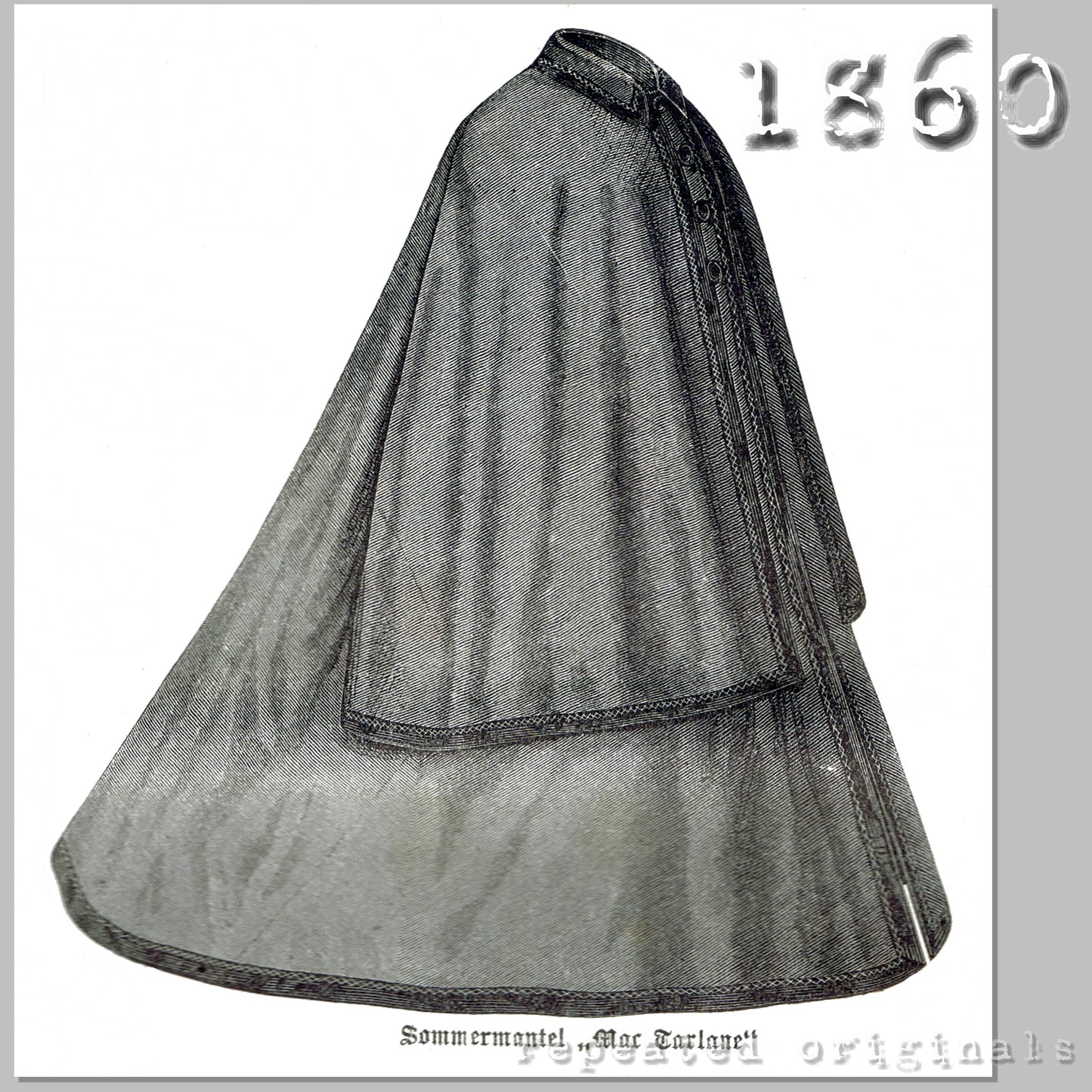 1860 Summer Coat Sewing Pattern - INSTANT DOWNLOAD PDF