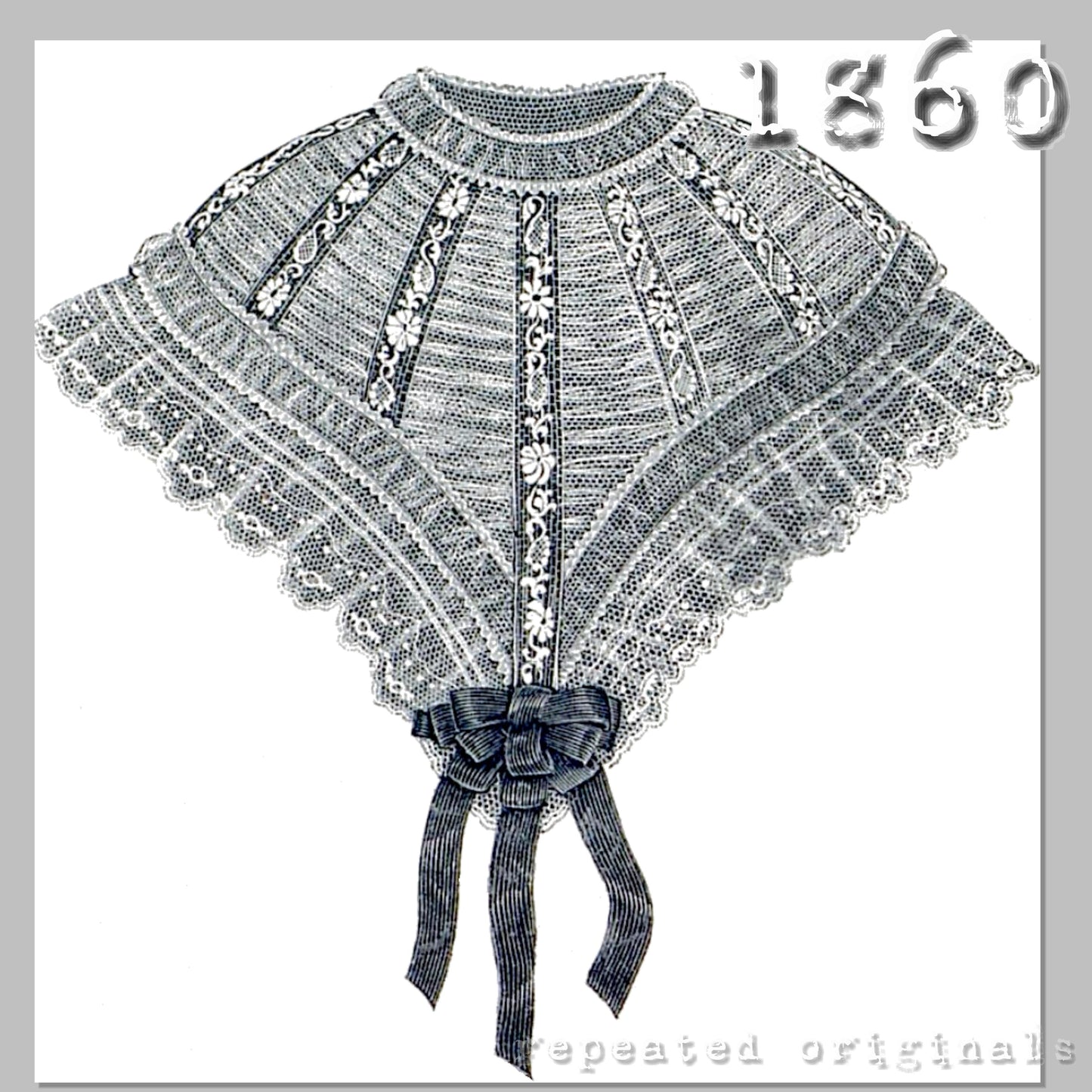 1860 Tulle and Lace Fichu Sewing Pattern - INSTANT DOWNLOAD PDF