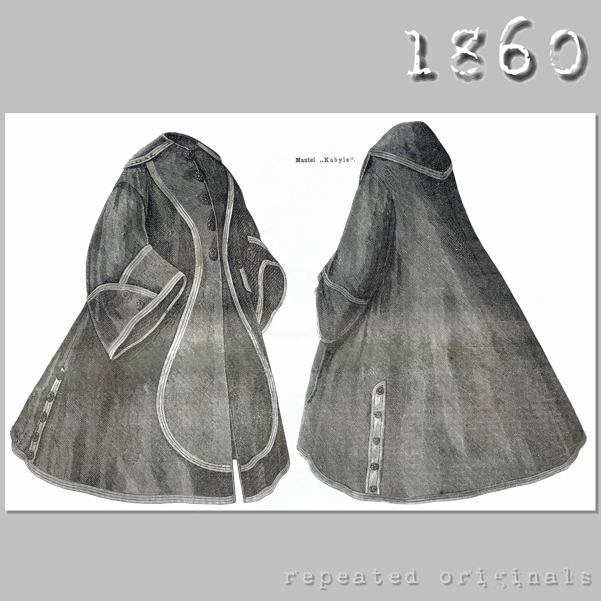 1860 Mantle Sewing Pattern - INSTANT DOWNLOAD PDF – Repeated Originals