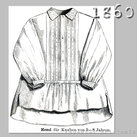 1860 Shirt for Boy aged 5 - 8 Years Sewing Pattern - INSTANT DOWNLOAD PDF