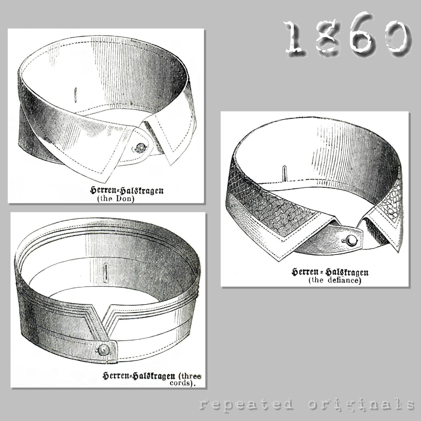 1860 Mens Collar Sewing Pattern - INSTANT DOWNLOAD PDF