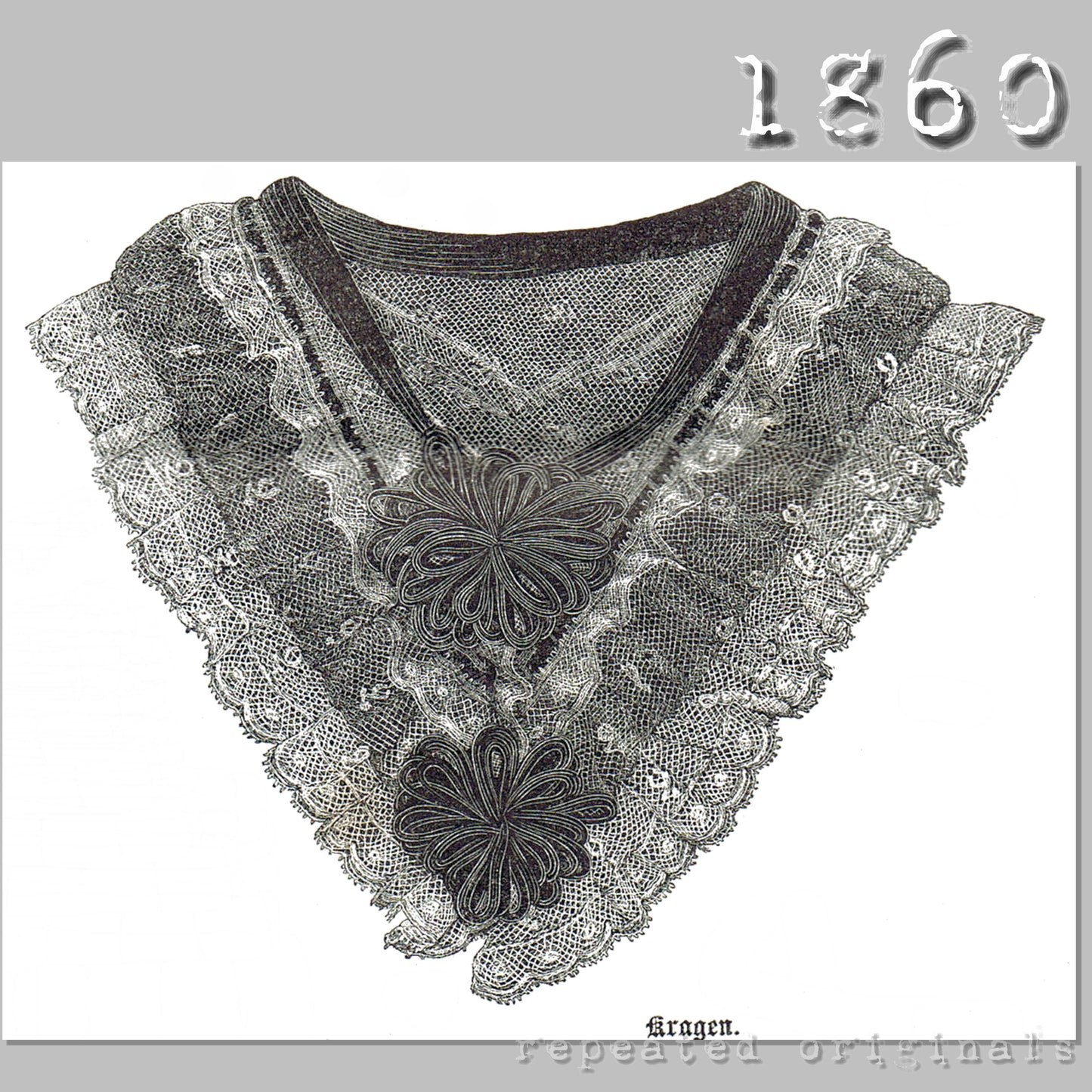 1860 Elegant Collar and Cuffs Sewing Pattern - INSTANT DOWNLOAD PDF