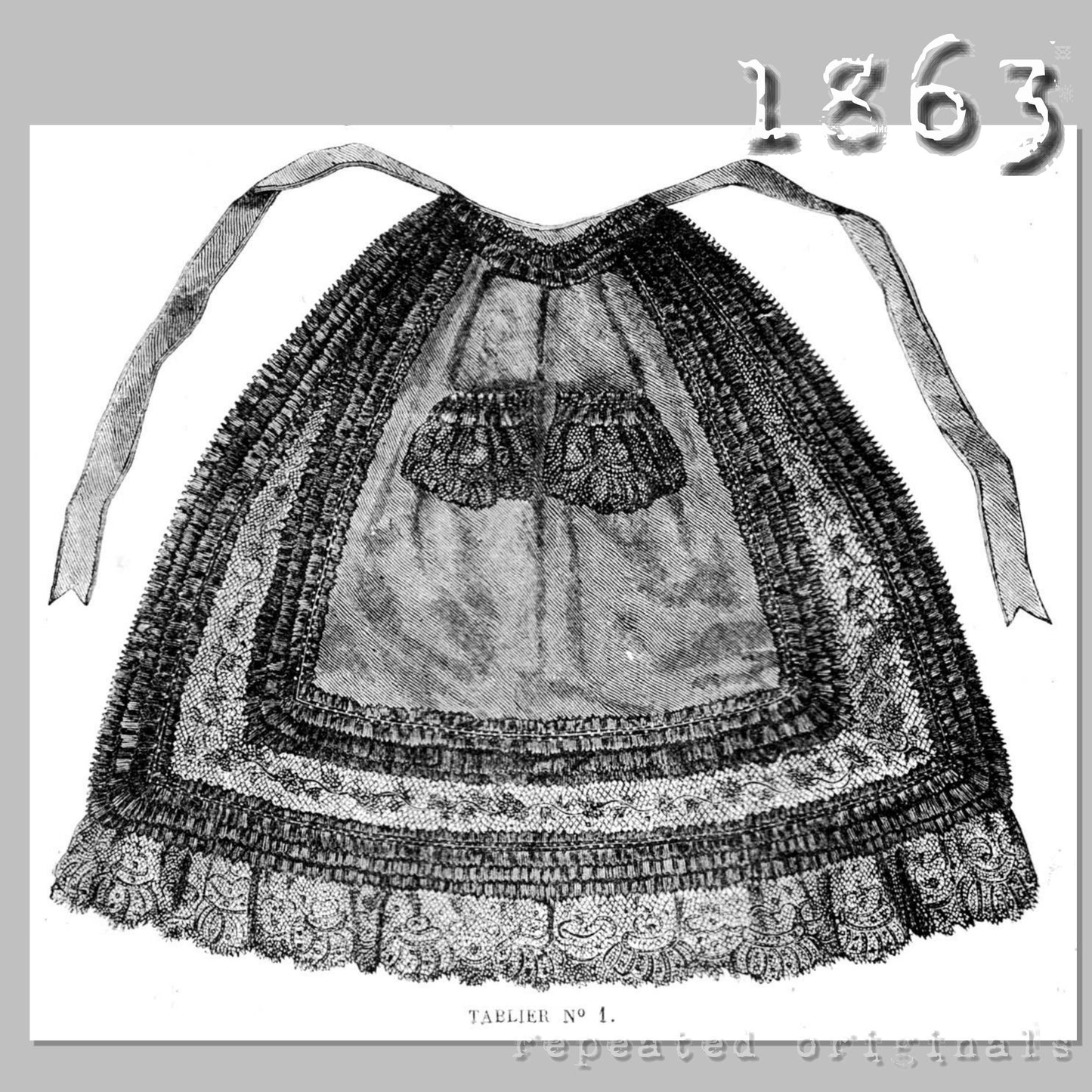 1863 Set of 3 Woman's Aprons Sewing Pattern - INSTANT DOWNLOAD PDF