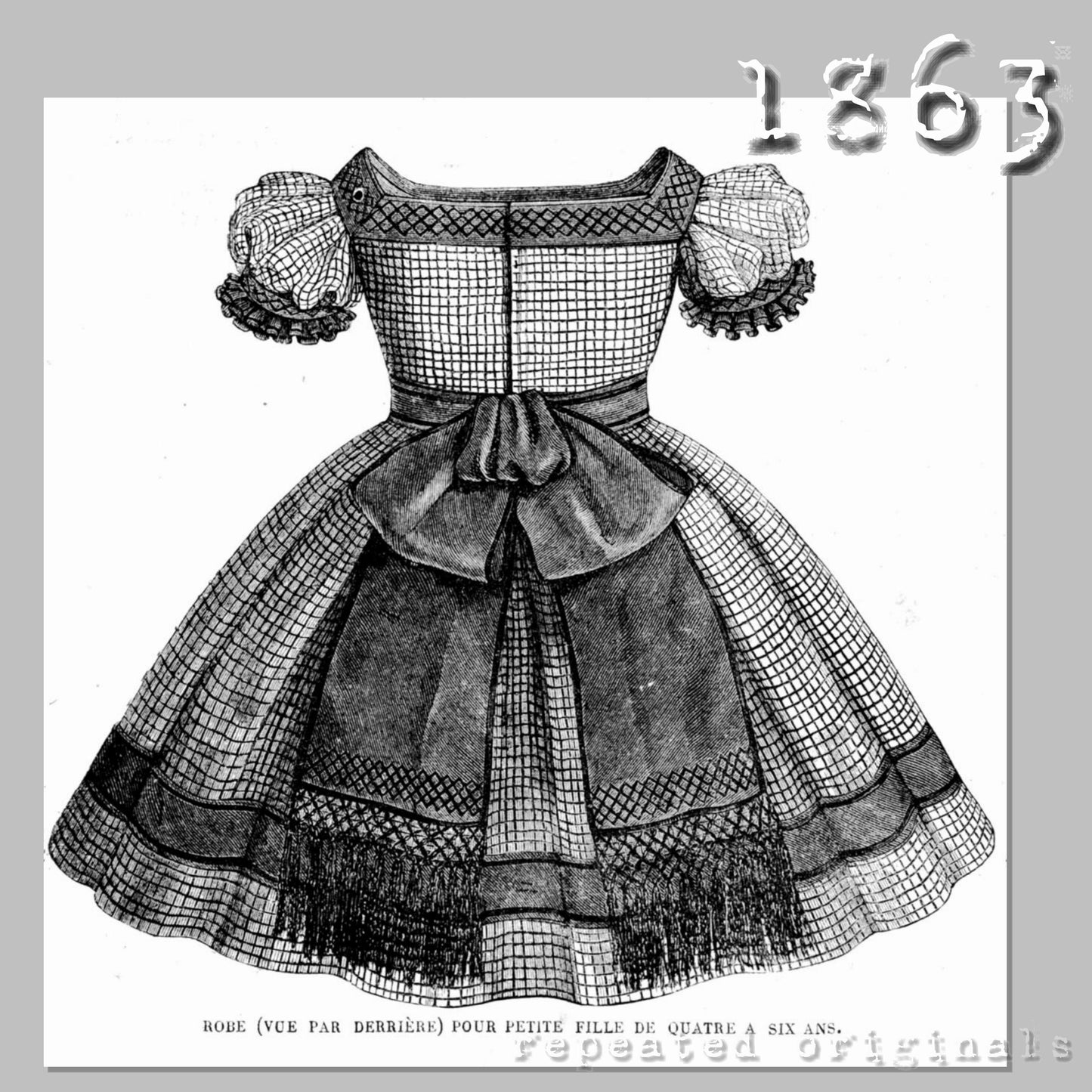 1863 Dress with Shawl for Girl 4 - 6 Years Sewing Pattern - INSTANT DOWNLOAD PDF