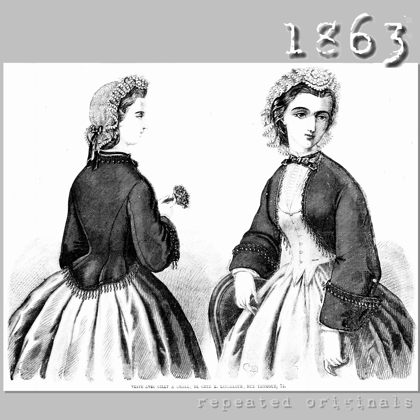 1863 Jacket with Shawl Collar Vest Sewing Pattern - INSTANT DOWNLOAD PDF