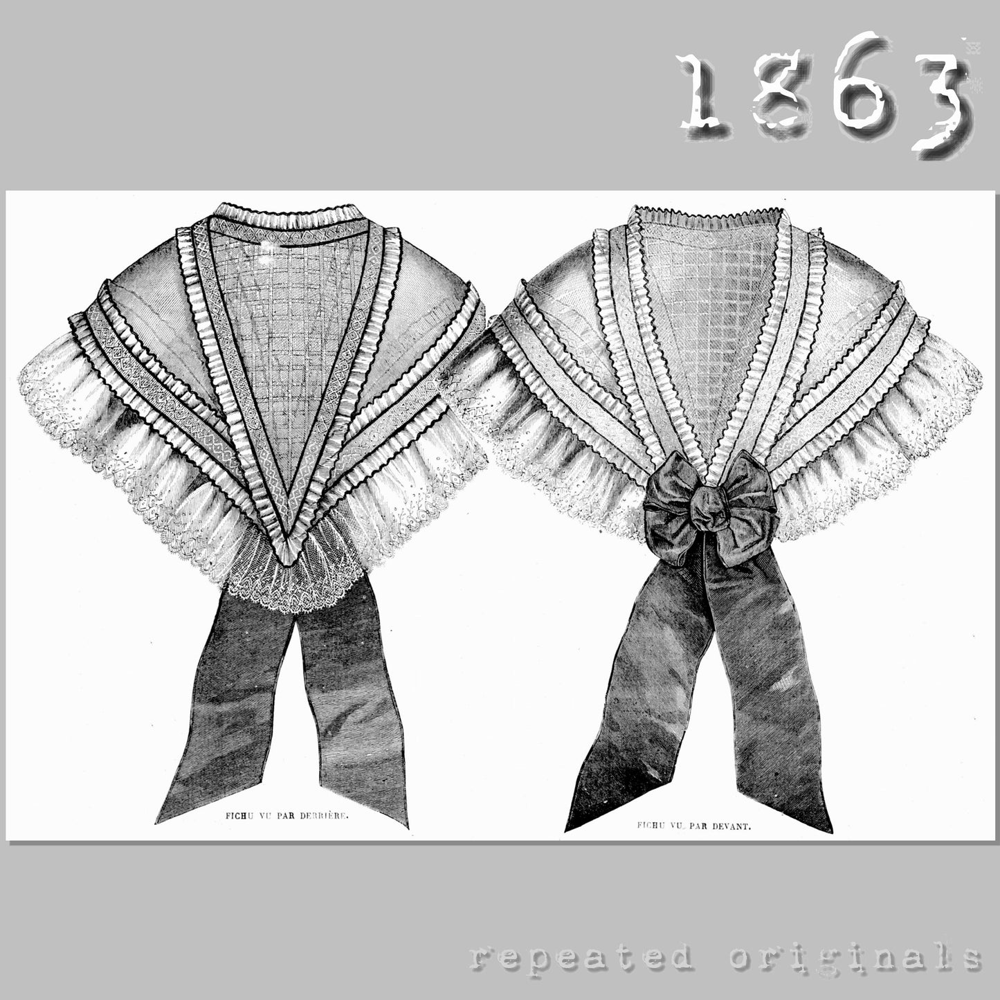 1863 Fichu and Matching Undersleeves Sewing Pattern - INSTANT DOWNLOAD PDF