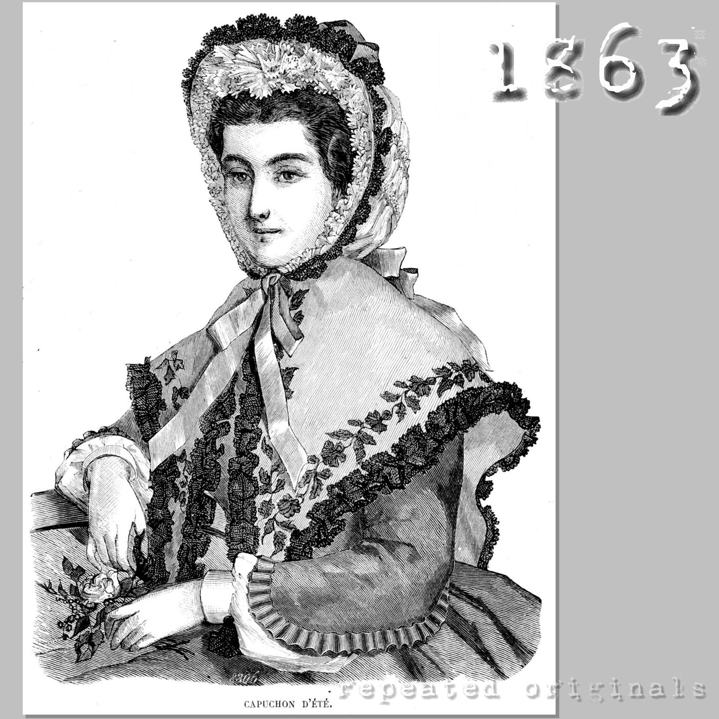 1863 Summer Capuchon or Hood Sewing Pattern - INSTANT DOWNLOAD PDF