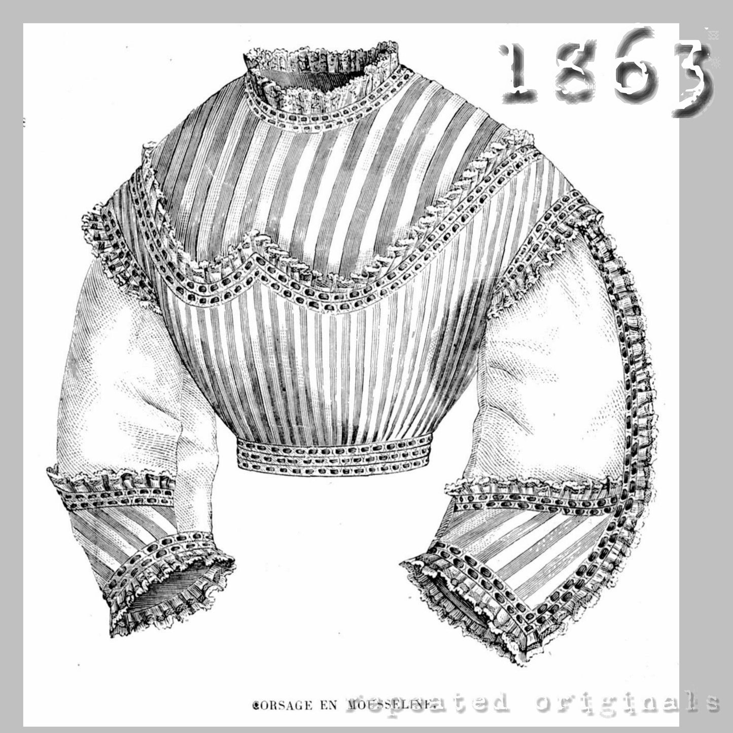1863 Bodice and Blouse Sewing Pattern - INSTANT DOWNLOAD PDF