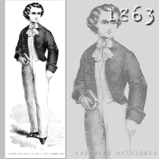1863 Jacket for Boy 10 - 13 Years Sewing Pattern - INSTANT DOWNLOAD PDF